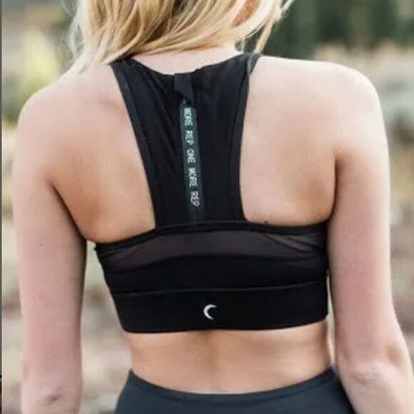 ZYIA ACTIVE BLACK ALL STAR BRA MESH ZIP BACK ONE MORE REP SIZE MEDIUM - Picture 1 of 8